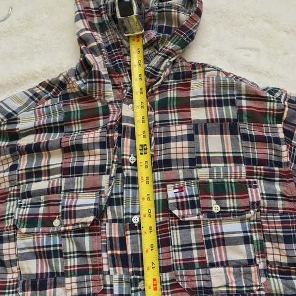 Tommy Hilfiger Plaid Hooded Long Sleeve Shirt M - Picture 5 of 6